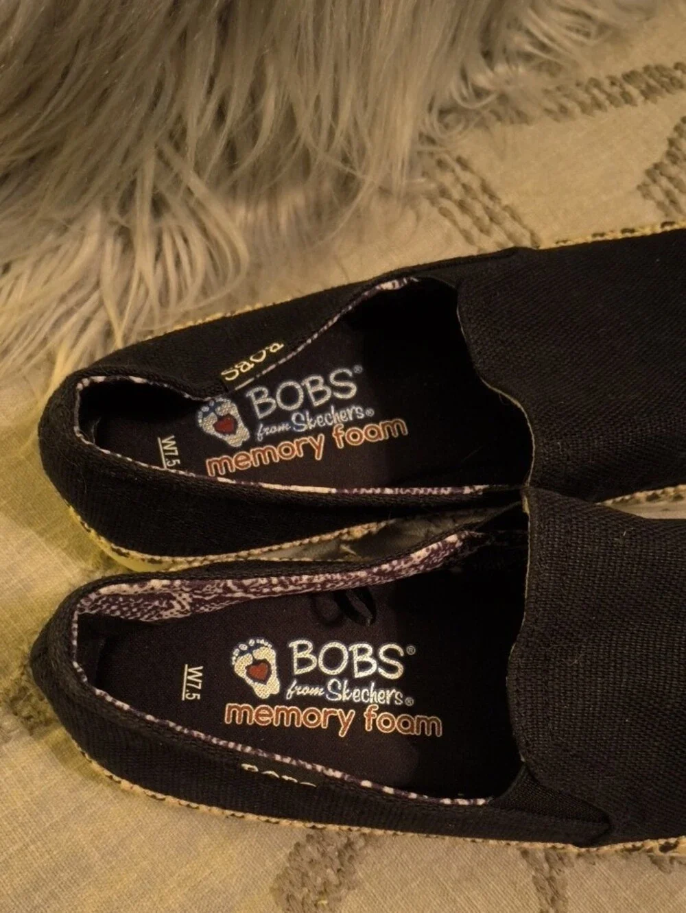BOBS by SKECHERS Black Slip-On Espadrille Flats